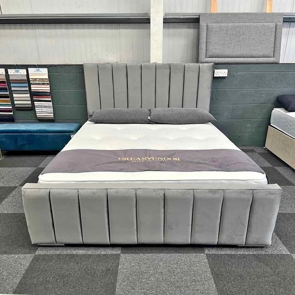 Luxury Upholstered Panel Bed – Stylish & Sturdy Frame