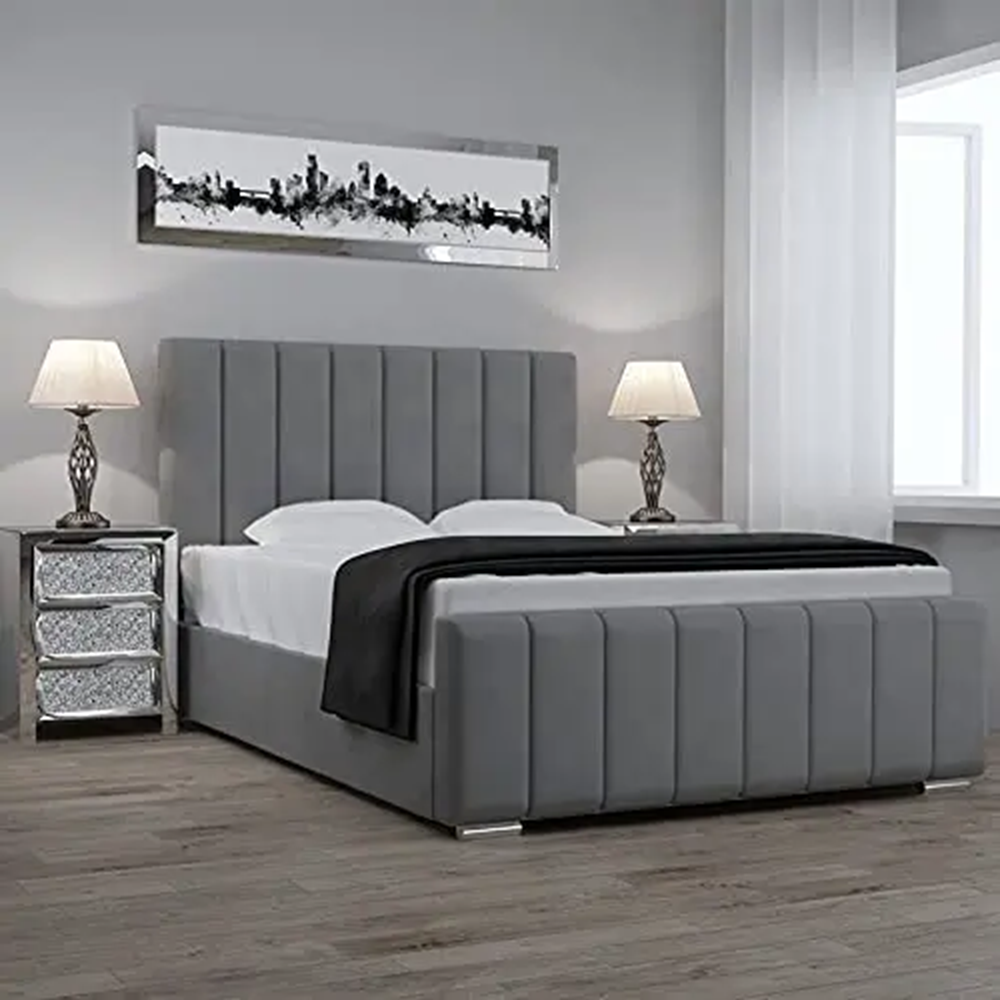 Luxury Upholstered Panel Bed – Stylish & Sturdy Frame