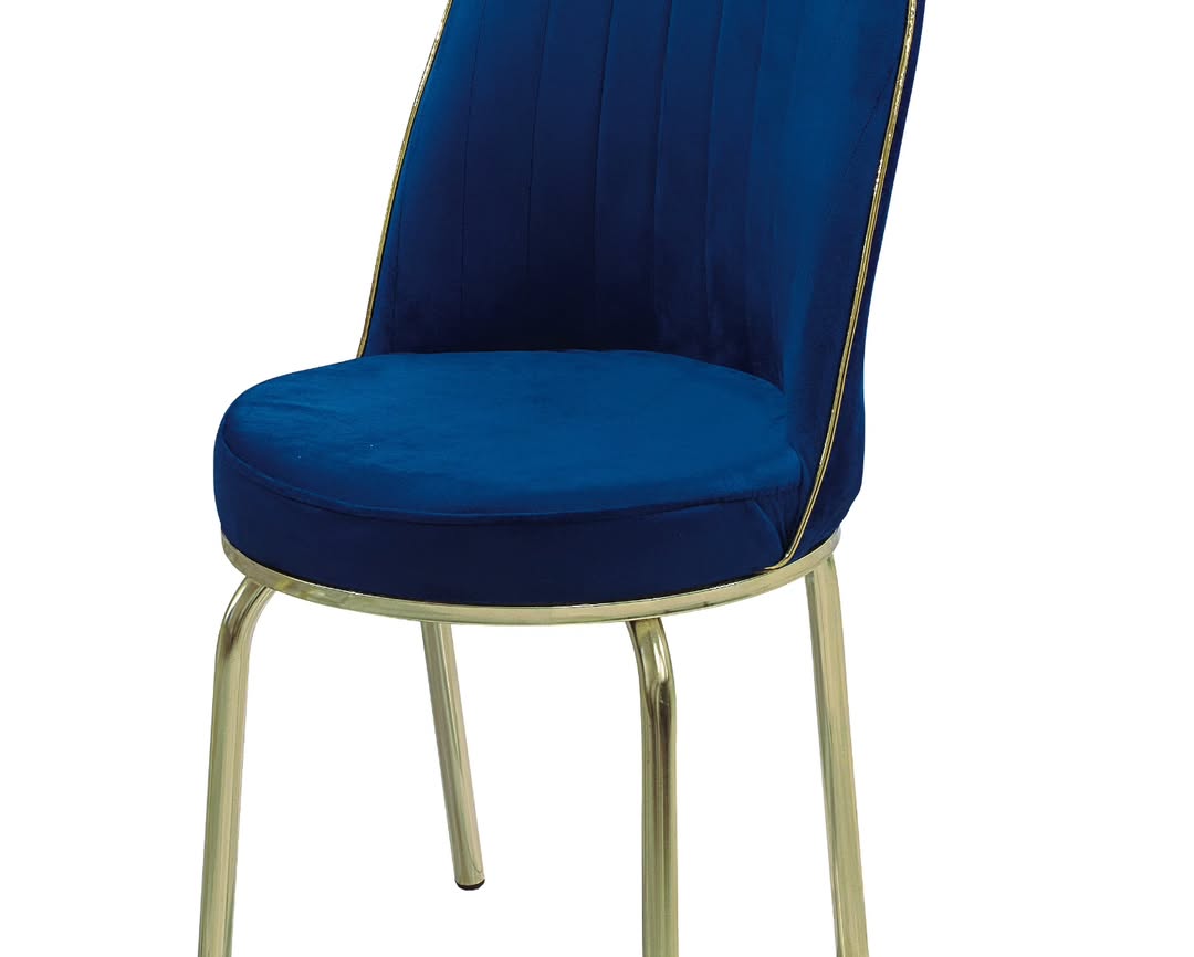 Blue & Gold Marble Effect Dining Table with Chairs – Luxury Modern Dining Set